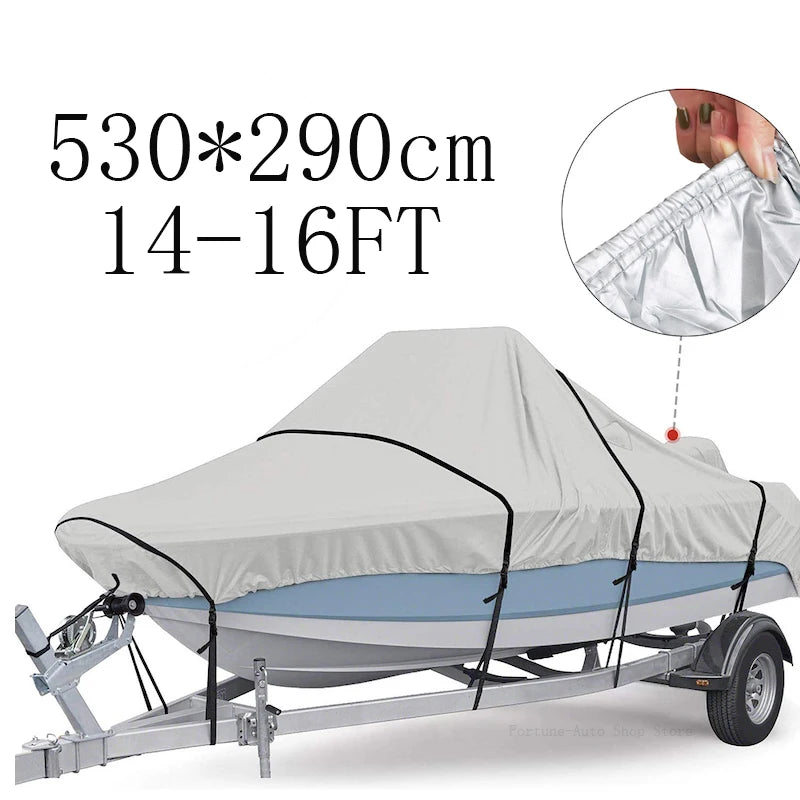 Housse bateau remorquable Oxford 210D imperméable, noir ou argent, 5 tailles de 3,35 à 6,71 m