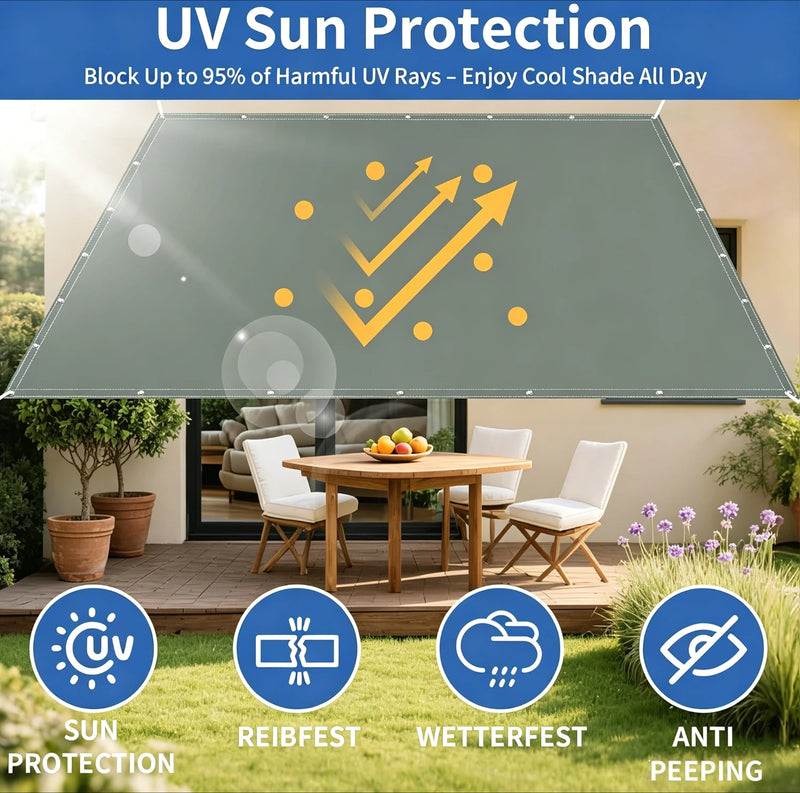 Voile d'ombrage écran d'intimité imperméable avec œillets, 0,75 x 6 à 4 x 5 m