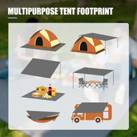 Bâche de sol camping imperméable Oxford à œillets, 3 coloris, 210x90 à 300x290 cm