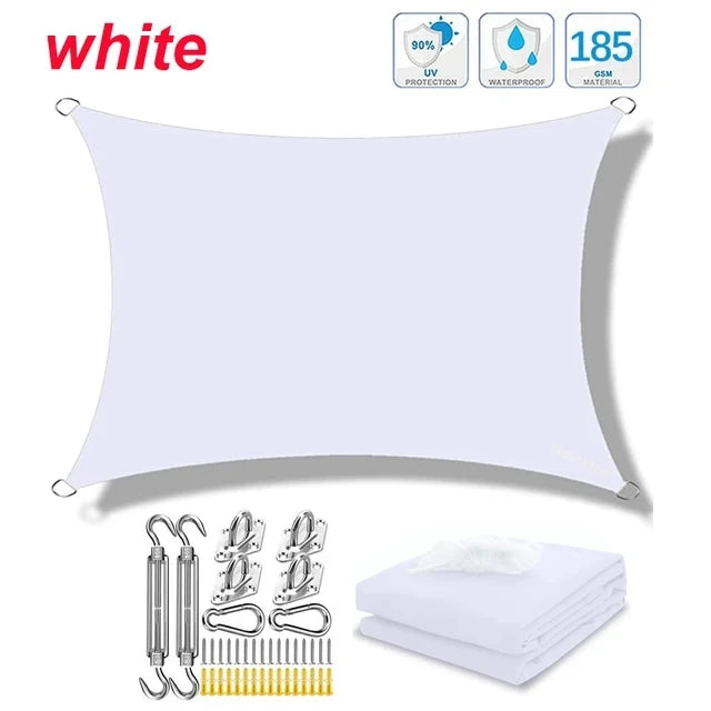 Voile d'ombrage rectangulaire imperméable en polyester 300D, anti-UV, 10 tailles