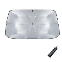 Pare-soleil de voiture rétractable en parapluie pour pare-brise avant, 2 tailles, argenté et noir