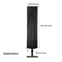 Housse de parasol droit ou déporté Oxford 210D noire, 17 tailles de 140 à 280 cm