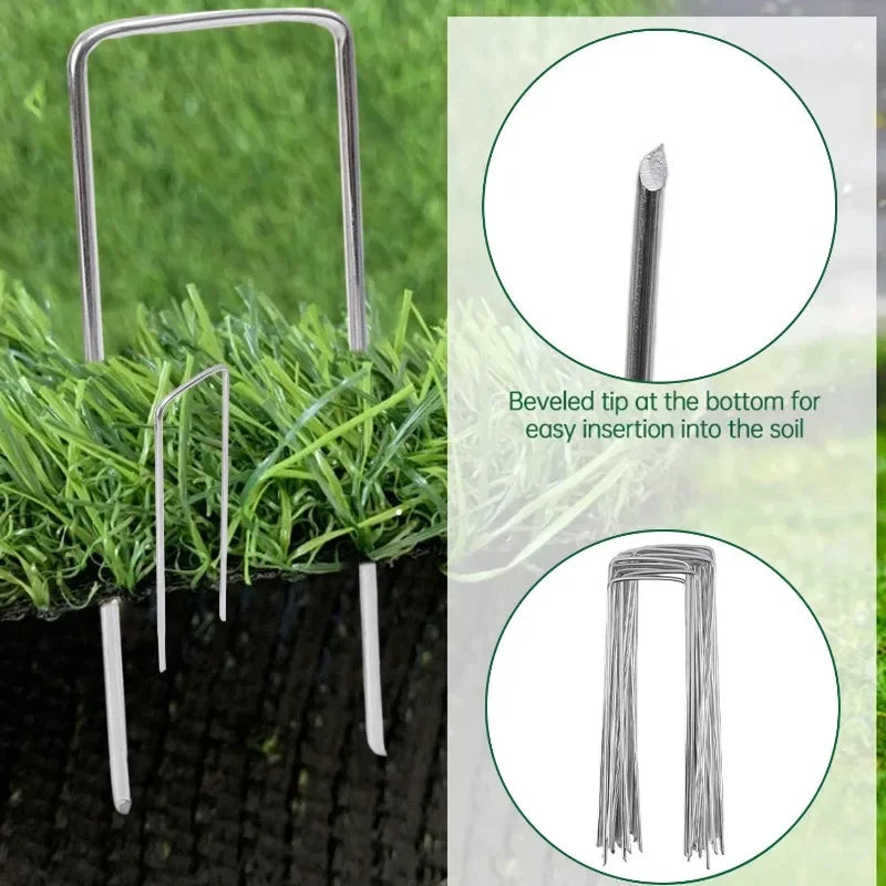 Agrafes de jardin en U galvanisées, 10 ou 15 cm, lots de 10 à 100 pièces