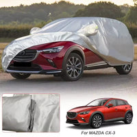 Housse voiture pour Mazda CX-3, CX-30, Mazda 3 et Mazda 6, polyester taffetas argent, imperméable anti-UV