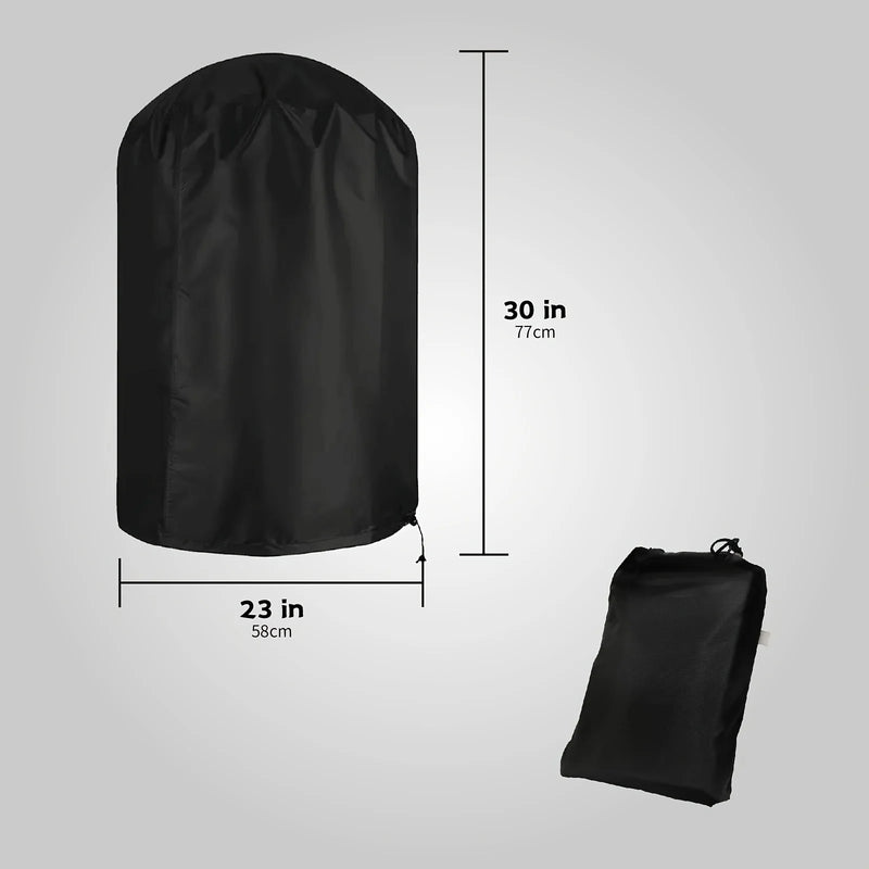 Housse barbecue polyester noire imperméable et coupe-vent, 5 tailles, rond ou à gaz