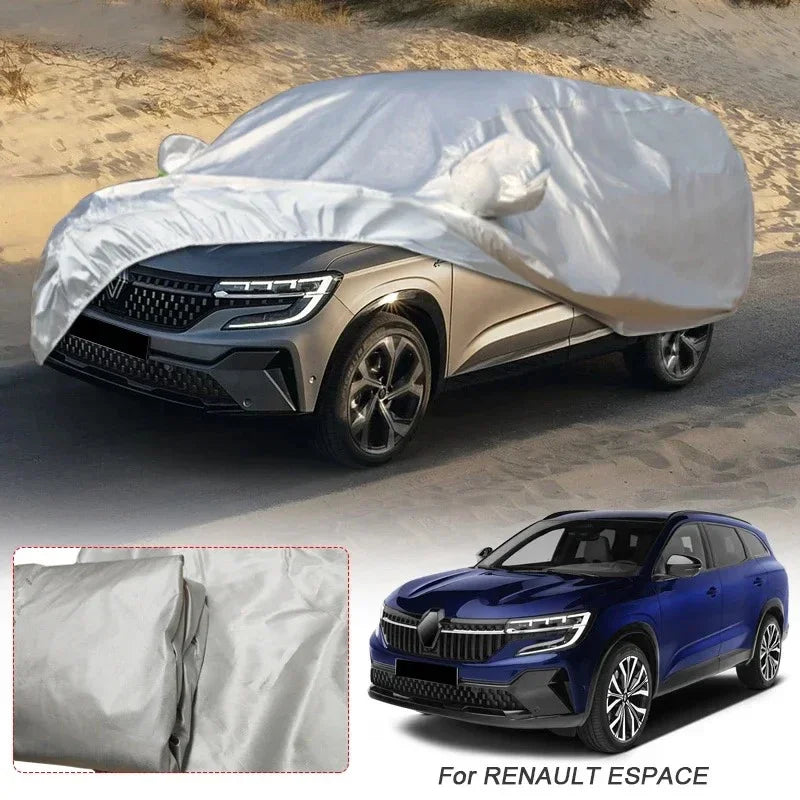 Housse voiture pour Renault Kardian, taffetas de polyester argenté anti-UV avec sac de rangement
