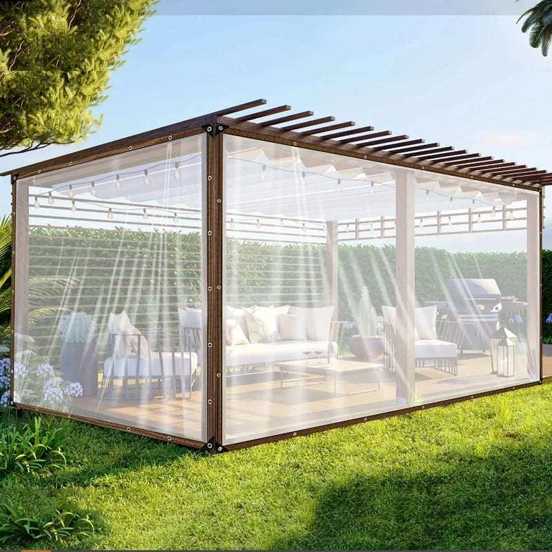 Bâche transparente en polyéthylène de 0,18 mm avec œillets renforcés, 7 dimensions de 2 x 2 à 3 x 5 m