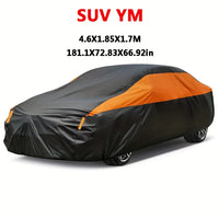 Housse voiture extérieur imperméable 190T noire et orange, berline et SUV