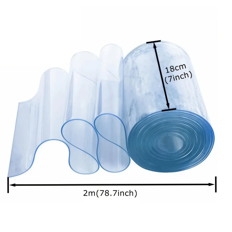 Bande de rideau PVC souple transparente 2 m x 18 cm, coupe-vent pour porte