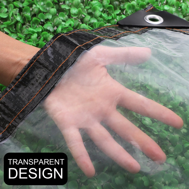 Bâche transparente en polyéthylène à œillets et bordure noire, de 1,5x1,5 à 3x2,5 m