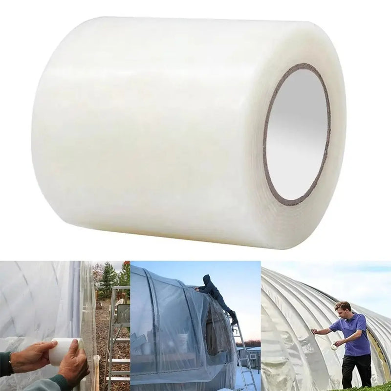 Ruban adhésif transparent pour film de serre et bâche, 10 m, de 40 à 200 mm