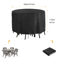 Housse ronde pour table de jardin, Oxford imperméable noir, 17 diamètres de 120 à 325 cm