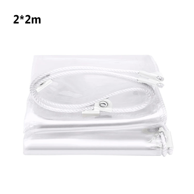 Bâche transparente PVC épaissie à œillets, corde de 10 m et 20 colliers, 7 tailles