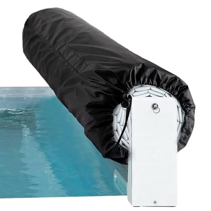 Housse enrouleur bâche solaire piscine noire, cordon de serrage, 16 à 20 pieds, 495 à 610 cm