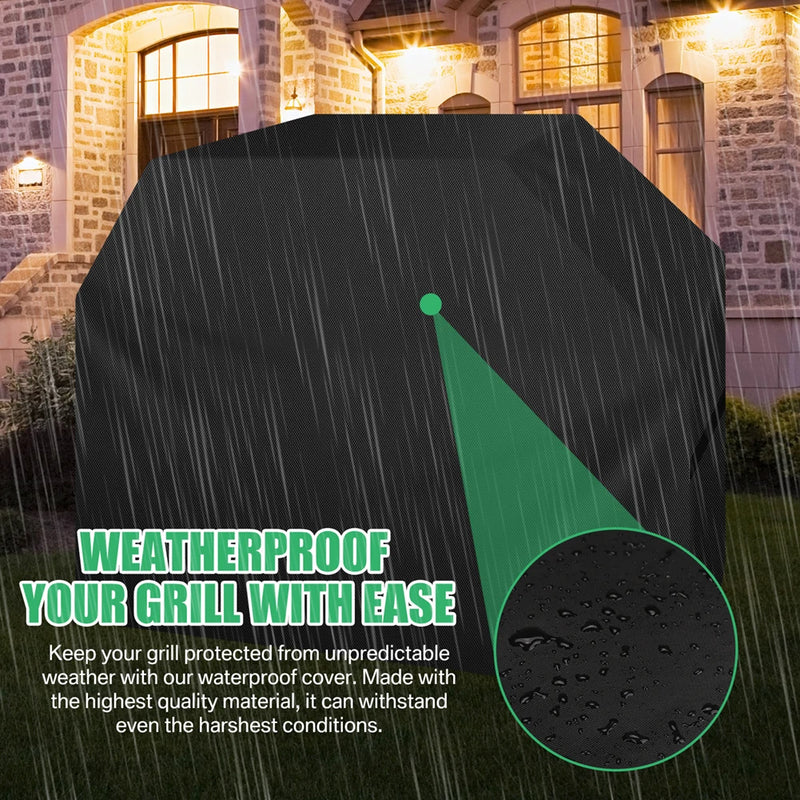 Housse barbecue Oxford 210D imperméable noir, sable ou gris, sangle réglable, 6 modèles