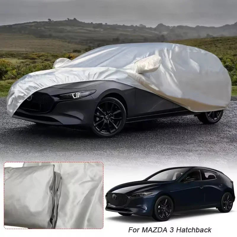 Housse voiture pour Mazda CX-3, CX-30, Mazda 3 et Mazda 6, polyester taffetas argent, imperméable anti-UV