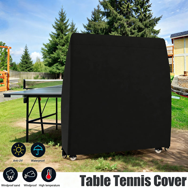 Housse de tennis de table pliée, noire, anti-UV et coupe-vent, 165 x 70 x 185 cm