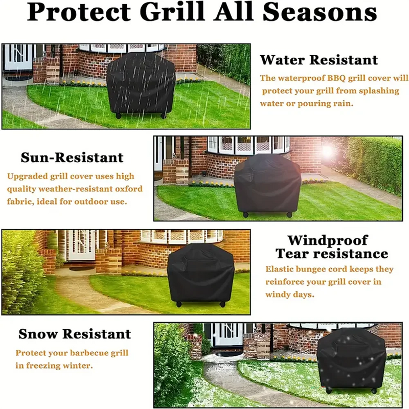 Housse barbecue noire Oxford 190T et 210D étanche anti-UV, 7 dimensions