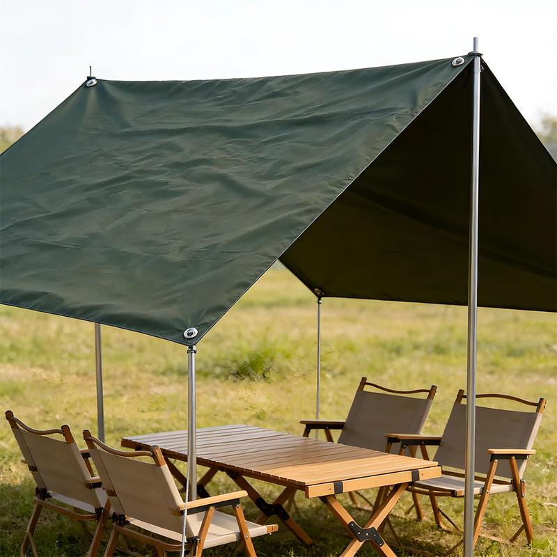 Bâche de sol camping imperméable Oxford à œillets, 3 coloris, 210x90 à 300x290 cm