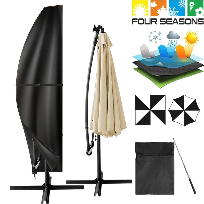 Housse de parasol déporté Oxford imperméable anti-UV, tige et pochette, 4 coloris, 205 à 280 cm