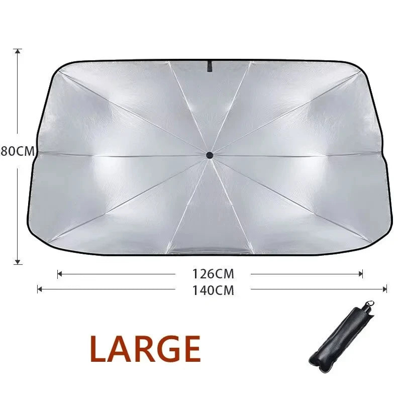 Pare-soleil parapluie pour pare-brise de voiture, 65 x 125 ou 80 x 140 cm, avec rideaux de vitres