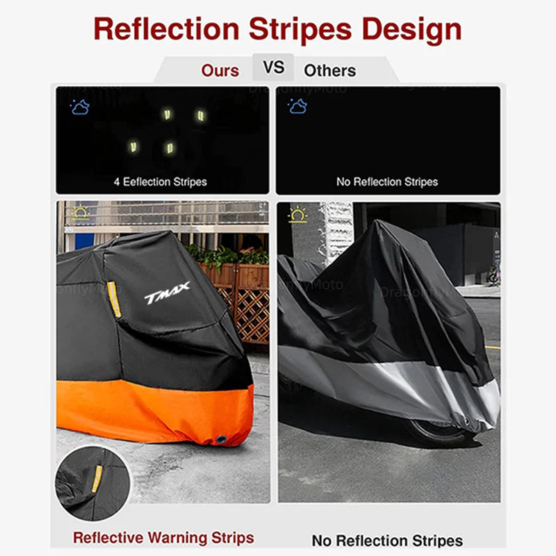 Housse moto pour Yamaha T-Max 500, 530 et 560, noire et orange, imperméable, 210D, 6 tailles