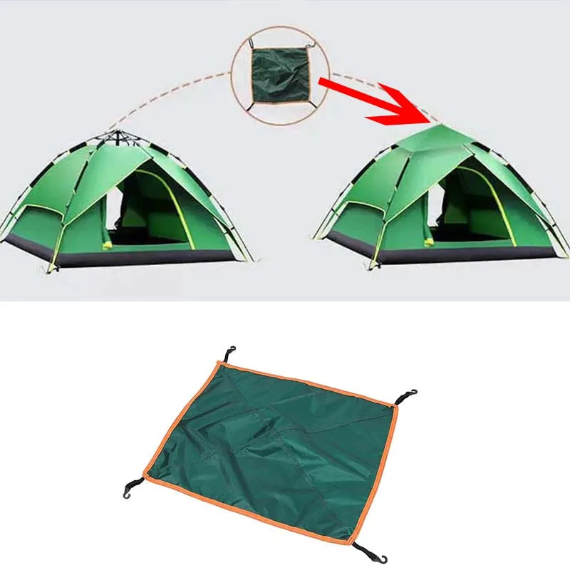 Bâche de tente de camping carrée imperméable avec 4 crochets, de 56 à 148 cm, vert ou beige