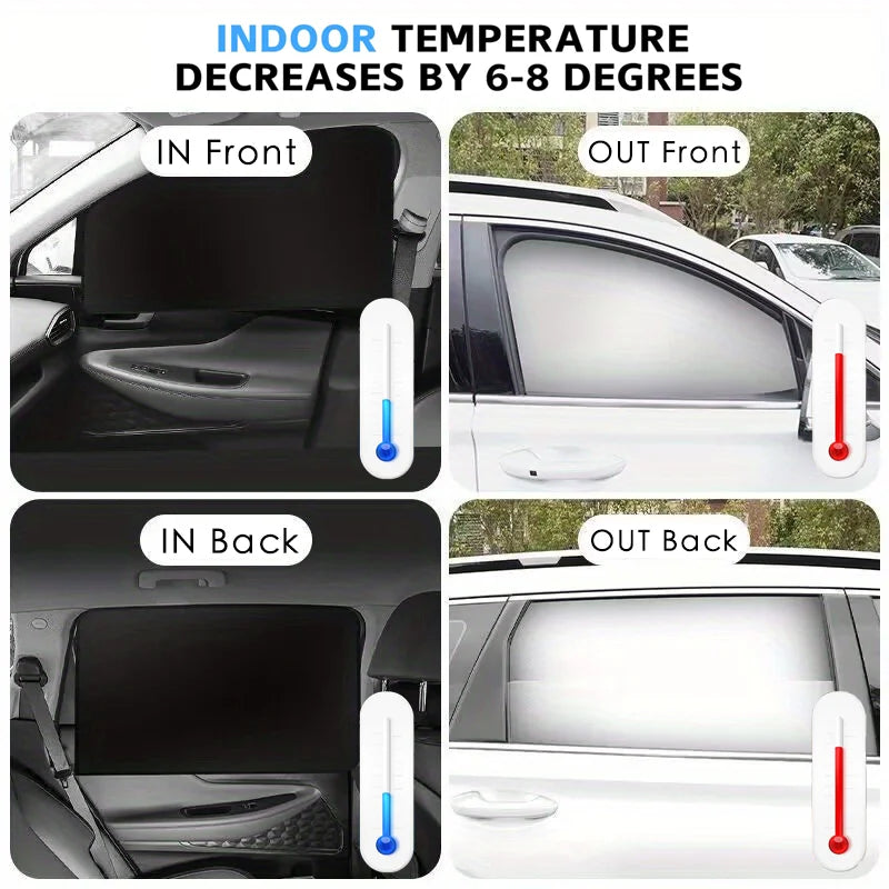 Pare-soleil voiture magnétique occultant pour vitres latérales, pare-brise et lunette arrière, 2 à 6 pièces