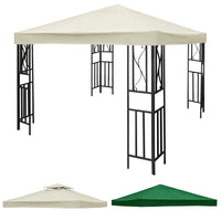 Toit de remplacement pour tonnelle 3 x 3 m polyester 300D, un ou deux niveaux, anti-UV