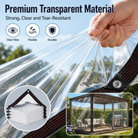 Bâche transparente en PVC avec œillets et bords renforcés pour pergola et terrasse, 2 x 3 m