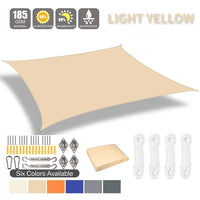 Voile d'ombrage rectangulaire ou carré, 7 coloris, de 2x2 à 4x6 m, option kit de fixation