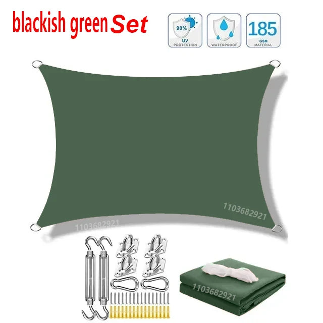 Voile d'ombrage rectangulaire imperméable en polyester 300D, anti-UV, 10 tailles