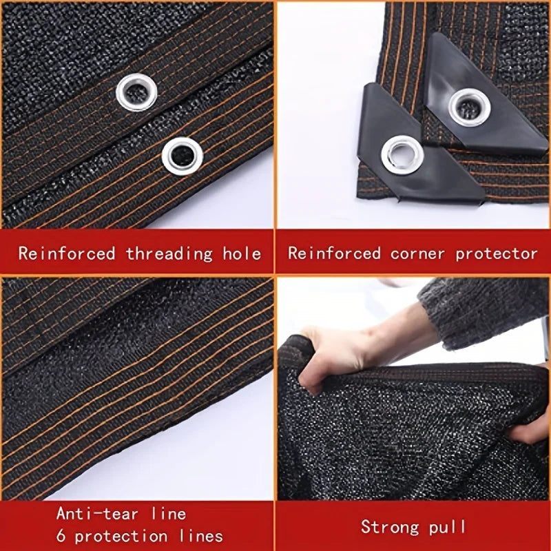 Voile d'ombrage noire anti-UV à 80 % d'ombrage, 21 tailles jusqu'à 8 x 12 m