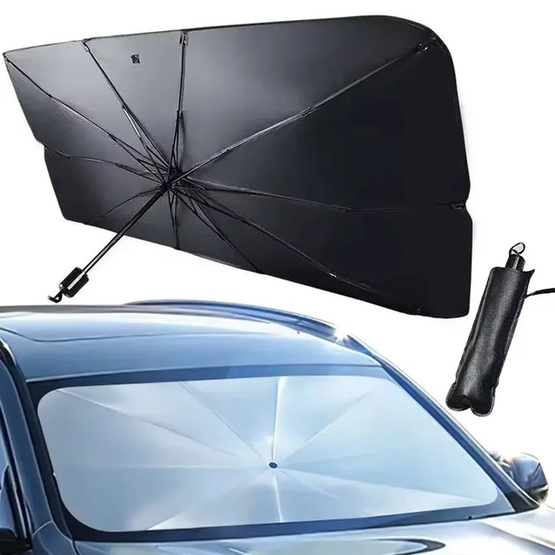 Pare-soleil parapluie 10 baleines pour pare-brise, argent titane, 125 x 65 ou 145 x 79 cm