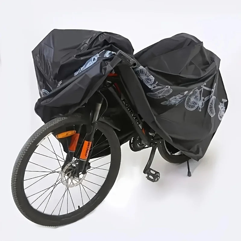Housse de vélo, VTT et moto imperméable et anti-UV, motifs vélos, noire ou grise, 200x100 cm