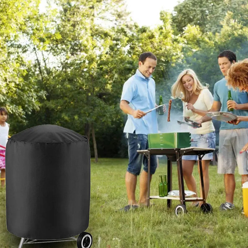 Housse barbecue ronde imperméable en Oxford 210D à cordon de serrage, Ø 71 cm, hauteur 73 cm