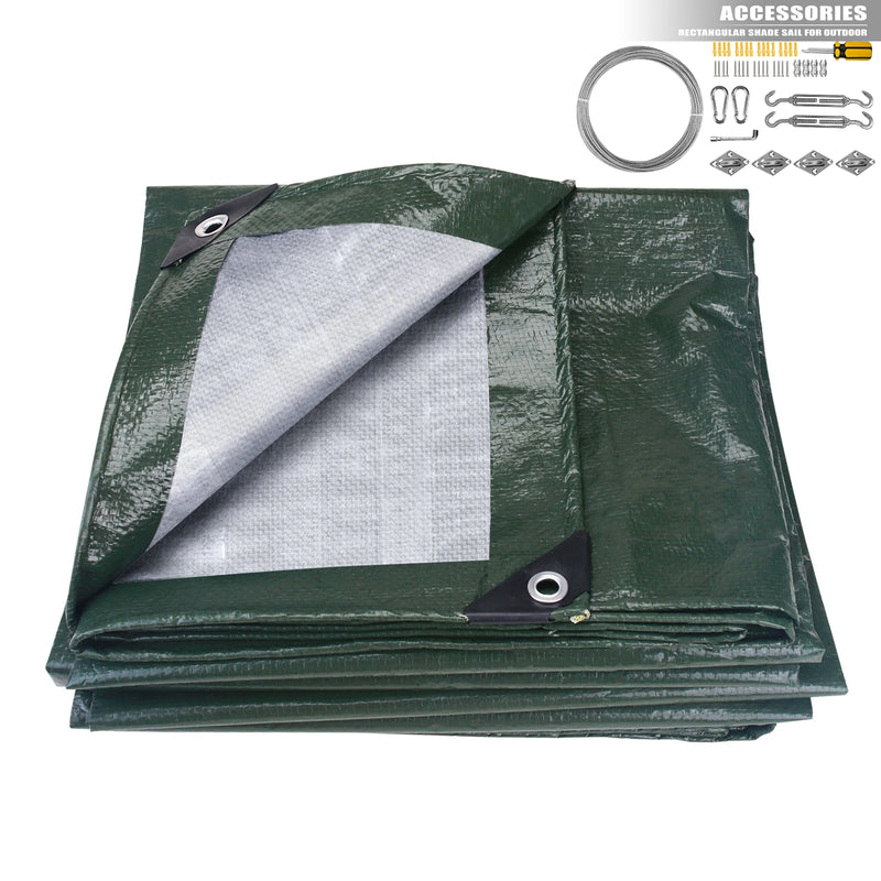 Grande bâche étanche anti-déchirure avec œillets, bleue ou verte, câbles inox ou kit de fixation en option