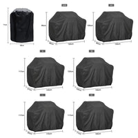 Housse de barbecue noire imperméable en polyester Oxford 190T, 8 tailles rondes et rectangulaires