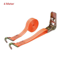 Sangle d'arrimage à cliquet orange en polyester avec crochet métallique, longueur de 1 à 6 m