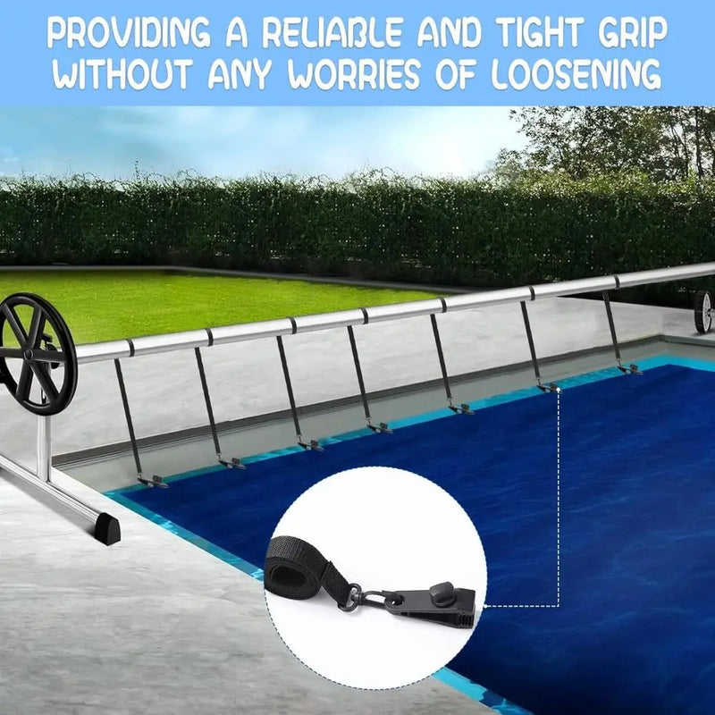 Kit d'attaches pour enrouleur de bâche solaire de piscine, sangles et pinces, 18 ou 24 pièces