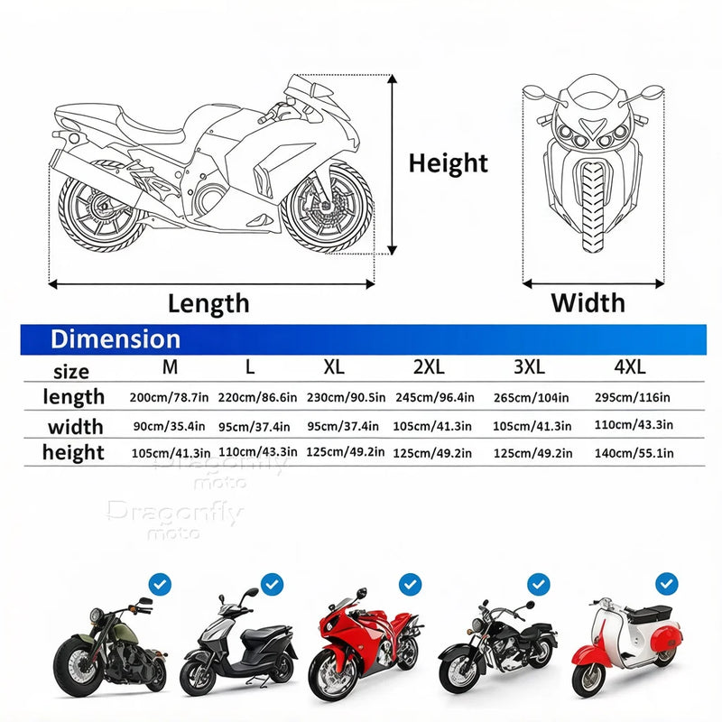 Housse scooter pour Yamaha Tricity 125, 155 et 300 2018-2022, imperméable, anti-UV, bandes réfléchissantes