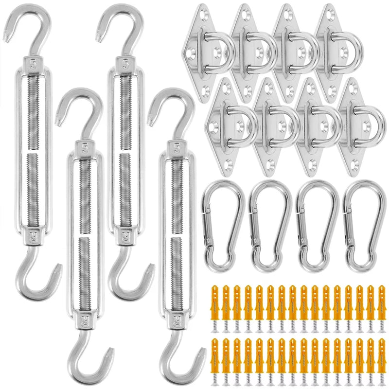 Kit de fixation voile d'ombrage M6 en acier inoxydable 304, 40, 44 ou 80 pièces