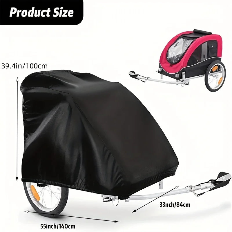 Housse de remorque de vélo imperméable en Oxford 420D noire, 140 x 84 x 100 cm
