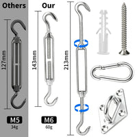 Kit de fixation pour voile d'ombrage en acier inoxydable, 7 compositions de 4 à 72 pièces