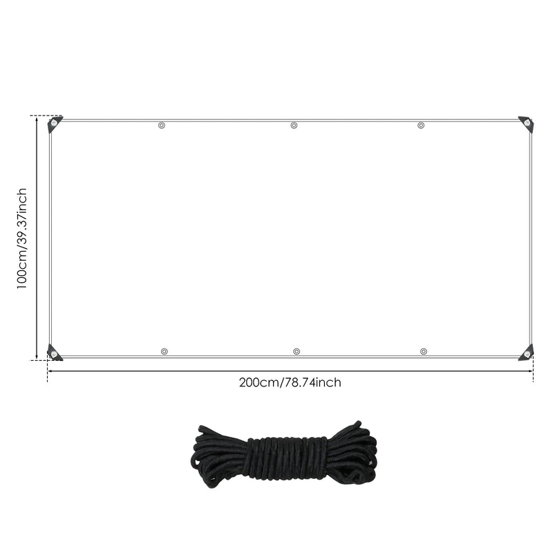 Bâche transparente PVC à œillets avec corde, 1x2, 1x3, 2x3 ou 3x4 m