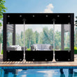 Bâche terrasse PVC à fenêtre transparente et deux fermetures éclair, noir ou gris, 5 tailles