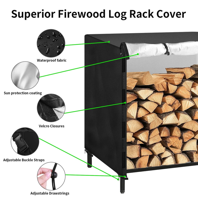 Housse de rangement pour bois de chauffage imperméable, 122 ou 244 x 60 x 104 cm