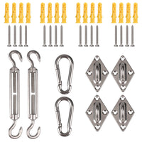 Kit de fixation pour voile d'ombrage en acier inoxydable, 7 compositions de 4 à 72 pièces