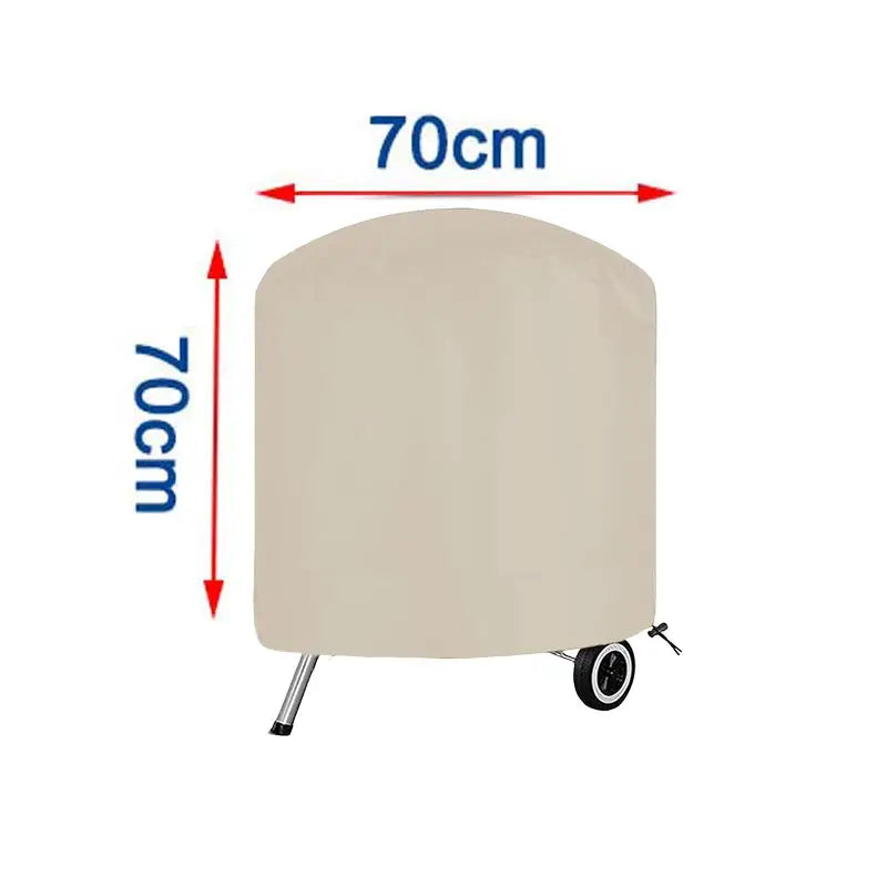 Housse barbecue rond beige imperméable en Oxford 210D, 4 tailles