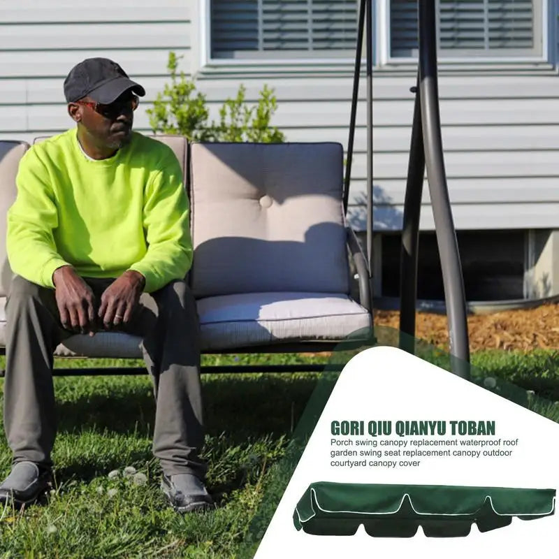 Toit de remplacement pour balancelle de jardin, polyester vert imperméable et anti-UV, 3 tailles